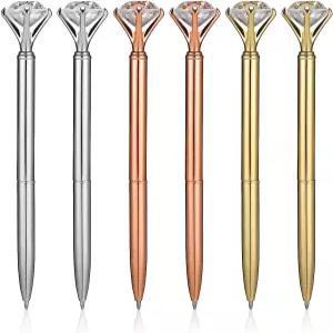 SOPOTUTU 6pcs 메탈 다이아몬드 볼펜 세트 실버 골드 로즈 전기도금 마감 처리된 벌크 필기 도구 여성용 및