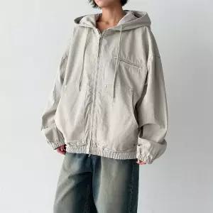 여자 리벳 빅포켓 투웨이 봄아우터 오버핏 후드집업