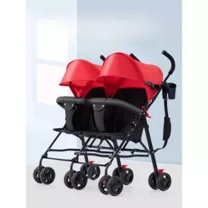 2인용 유모차 경량 애완견 카키 폴딩 휴대용 트윈 트라이크