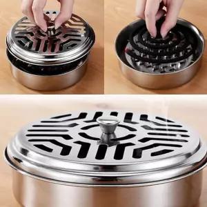 스테인리스 손잡이뚜껑 모기향거치대 연소기 케이스 모기향통 홀더 캠핑 등산 낚시 모기약 받침대 모기퇴치