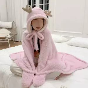 입는 담요 후드 극세사 루돌프 차박 겨울 호랑이 기모 캠핑