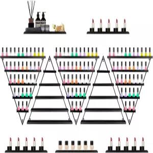 10PCS 네일 폴리쉬 랙 벽걸이 선반 5단 블랙 삼각 디스플레이 화장품 진열장 립스틱 향수 에센셜 오일