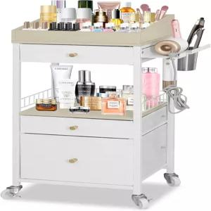나우와반 메이크업 정리 카트 서랍 3개 포함 탈부착 가능한 헤어 도구 홀더 대형 화장품 정리함 스킨 케어