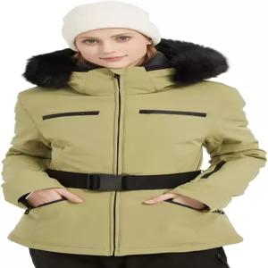 BGX 여성 스키 재킷 스노보드 따뜻한 겨울 쇼트 슬림 핏 스노우 코트 산악 방풍 방수 후드 포함