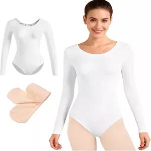 발레 댄스 체조용 타이츠가 달린 샌소너 여성용 긴팔 레오타드 풀 안감