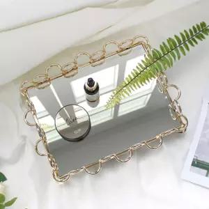 웨딩 직사각 골드 미러 트레이 TF004 정리 소품쟁반 뷰티리함 리함 화장품 리대