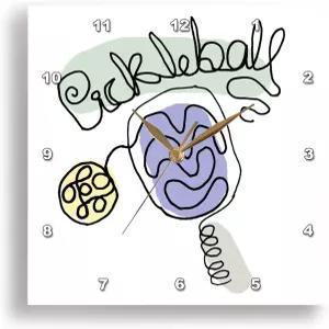 3D 로즈 월 시계 무음 10인치 멋진 재미있는 피클볼 패들과 공 추상 라인 아트 스포츠 동물