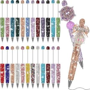 톤디아모 24개 라인스톤 비즈블 펜 대량 글리터 블링 팬시 펜으로 구슬 트렌디한 템 다이아몬드 귀여운