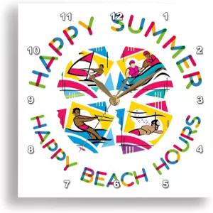 3D 로즈 월 시계 무음 13인치 해피 서머 비치 아워 컬러풀 여름 수상 스포츠 선물 알렉시스 디자인