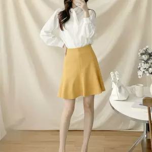 여성 하이웨이스트 플레어 와플 빅사이즈 봄 미니 스커트
