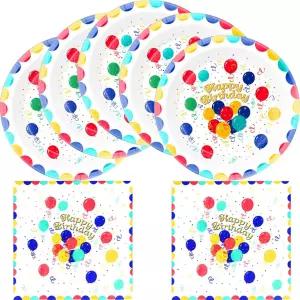 생일 파티 장식 폴카 닷 식기 세트 소년 소녀 용품을 위한 접시 20개와 냅킨 20개 포함