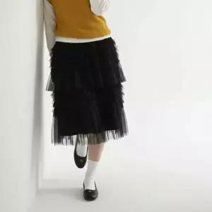 [하프클럽/]여성용 데일리 시스루 캉캉 스커트 로맨틱 스타일