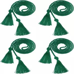 uxcell 4개 졸업 코드 태슬 명예 2025년 학사 가운 재봉용 땋은 그린