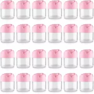 RONRONES 24 팩 핑크 로즈 플라워 모양의 빈 크림 병 메이크업용 뚜껑이 있는 투명 누수 방지 플라스틱