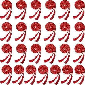 하콘바 25피스 졸업 명예 코드 레이온 땋은 코드와 타셀 졸업생 학사 석사 박사 가운 장식블랙 포함 빨간색