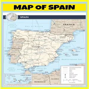 스페인어 버전 스타일 B 20x30 가정 교실 및 사무실용 라미네이트 벽 지도 포스터 생생한 색상 읽기 쉽고