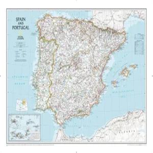 내셔널 지오그래픽 스페인 및 포르투갈 고전 월 지도 33 x 22 인치 아트 퀄리티 프린트