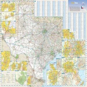 글로브 터너 텍사스 주 월 지도 34.5인치 x 24.75인치 적층 반유광 로드맵
