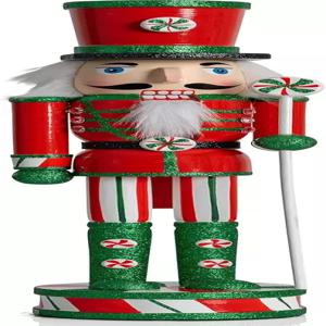 오르나티비티 나무 페퍼민트 크리스마스 호두까기 인형 빨간색 흰색 초록색 글리터 캔디 테마 장난감 군인