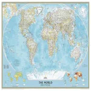 내셔널 지오그래픽 월드 월 맵 클래식 라미네이트확대 69.25 x 48인치내셔널 참조