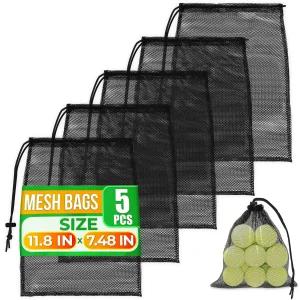 잠발라 메쉬 드로스트링 백 5개 11 x 7인치 수영 장비 골프공 테니스공 체육관 용품 및 비치 에센셜용