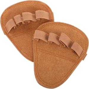 TOMETURE 역도 운동 장갑 4패드 미끄럼 방지 네오프렌 손바닥 보호대와 손목 지지대 갈색 운동화로