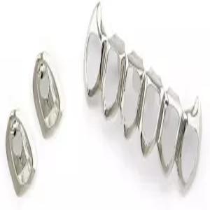 훌리후스 18K 골드 도금 힙합 치아 그릴즈 캡 오픈 페이스 2pcs 싱글 상하 남성용 세트실버