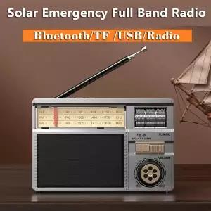크랭크 라디오 등산 휴대용 재난 비상용 풀밴드 빈티지 태양광 충전 FM AM SW 충전식 블루투스 54 스피커 T