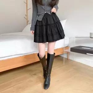 [옷자락]여자 편안한 밴딩 사랑스러운 프릴 캉캉 미니스커트_P420067978