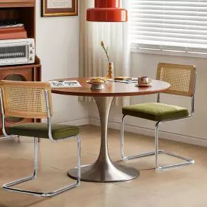 빅발리 라탄 백 벨벳 다이닝 의자 세트 모던 스테인리스 크롬 베이스 암리스 업홀스터드 사이드 2종 키친