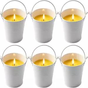 코넬리스트 6팩 8온스 시트로넬라 캔들 야외 실내 화이트 메탈 파티오 데크 정원 뒷마당 및 캠핑을 위한