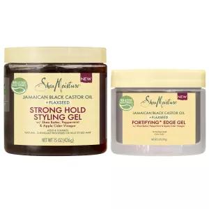 시어모이스처 컬리 헤어 제품 자메이카 블랙 캐스터 오일 + 아마씨 스타일링 엣지 컨트롤 (3.5온스) 천연