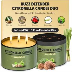 버즈 디펜더 2팩 14온스 야외 시트로넬라 캔들 매우 효과적인 100 천연 64시간 대형 뒷마당 현관 파티오 및