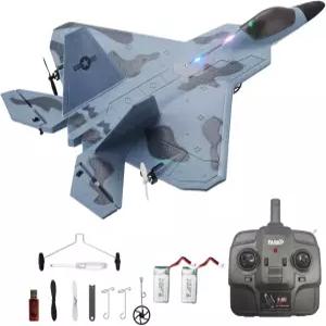 성인 및 초보자를 위한 Park10 Toys RC 비행기 F22 랩터 모델 4CH 3D/6G LED 조명이 장착된 2.4Ghz 제트