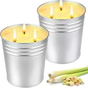 시트로넬라 캔들 야외 홈 파티오용 대형 여름용 내추럴 소이 3개 정원용 마당 발코니 여름 캠핑용 외부