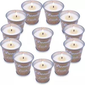 시트로넬라 오일과 내추럴 소이 왁스로 만든 캔들 12팩 세트 140시간의 연소 시간 파티오 가정 뒷마당