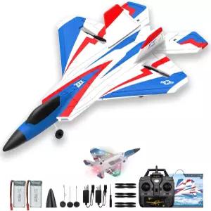 CKYSCHN F22 RC 비행기 4채널 6축 자이로 및 조명이 장착된 2.4G 전투기 초보자를 위한 RTF 원격 제어 2개