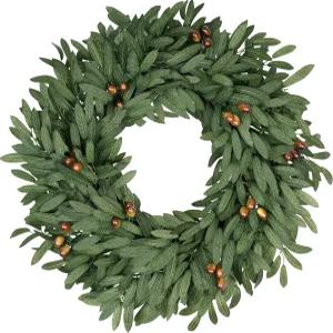 현관문용 24인치 대형 올리브 화환 사계절 내내 인공 봄 여름용 가정용 농가 현관 창문 야외용 그린 러쉬