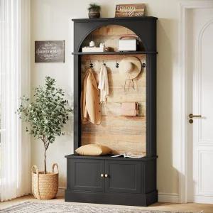 트리피그인 70.86인치 홀 트리보관 벤치 포함 코트 랙이 있는 4in1 디자인 현관 5개의 후크가 농가 트리 및