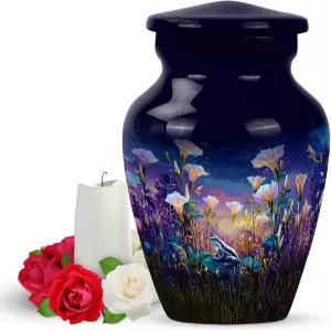 튤립 꽃을 든 야트스키 개구리 작은 화장 유품 항아리 성인 엄마 아빠 미니 여성용 유골함 클래식 팩 1