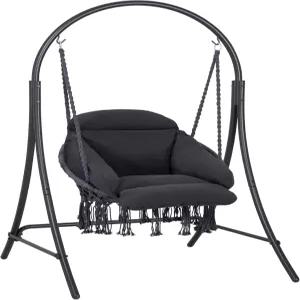 스탠드가 포함된 ANOW 걸이식 스윙 의자 스탠드 및 탈착식 패딩 쿠션이 있는 헤비 듀티 해먹 최대