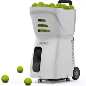 푸순 테니스 볼 머신 100볼 이상의 공 용량을 갖춘 PT스마트 서빙 앱/원격/워치 제어 풀 코트 커버리지AI