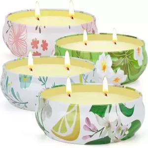 시트로넬라 캔들 야외 4팩 소이 왁스 레몬그라스 파티오 가든 뒷마당 캠핑 여름을 위한 장식용 병 향