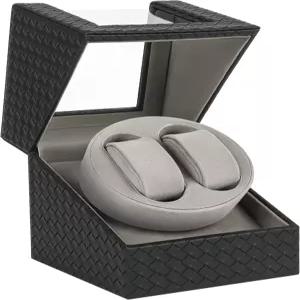 일본 모터가 장착된 WUGE 시계 와인더 무음 조절 가능한 회전 프리미엄 PU 가죽 듀얼 자동 부드러운