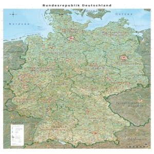 독일의 대형 지도벽면도 39.4 x 55.1 인치 독일 주 및 카운티 고속도로 공항 전체 적층판 포함