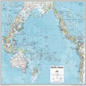 내셔널 지오그래픽 지도 태평양 정치 월 컴팩트 21 x 16 인치 전면 적층