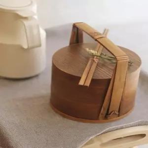 나무 직장인 찬합 15cm 도시락통 나들이 런치박스 소풍 A 피크닉