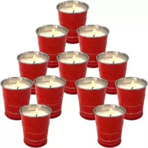 시트로넬라 캔들 야외 실내 미니 병 12팩 x 1.8온스 소이 왁스 향 휴대용 선물 세트 정원용 파티오 캠핑