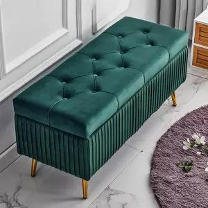 벨벳 수납 벤치 40cm 스툴 화장대 딥그린 신발장 현관 의자