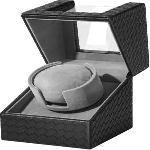 자동 시계용 VIIFF 시계 와인더 무음 조절 가능 회전 프리미엄 PU 가죽 부드러운 인테리어 이상적인 선물